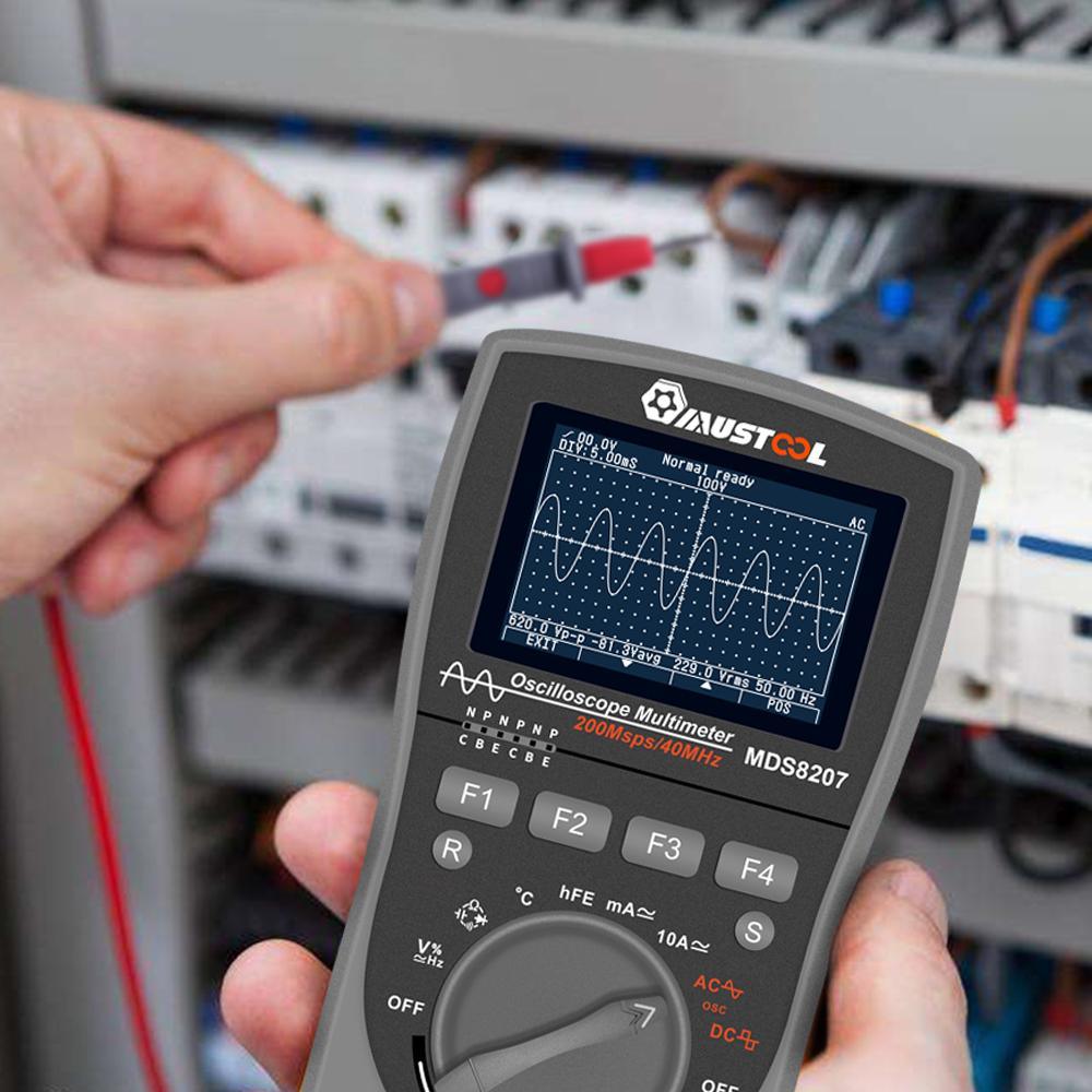 Upgraded MUSTOOL MDS8207 Intelligent 2 in 1Digital 40MHz 200Msps/S Oscilloscope 6000Counts True RMS Multimeter - MRSLM