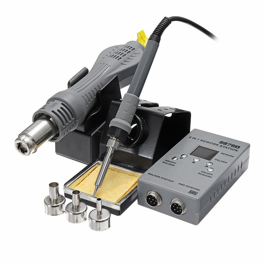 YAOGONG 8878D 2 In 1 SMD Rework Soldering Station Hot Air Gun Welding Solder Iron Repair Tool - MRSLM