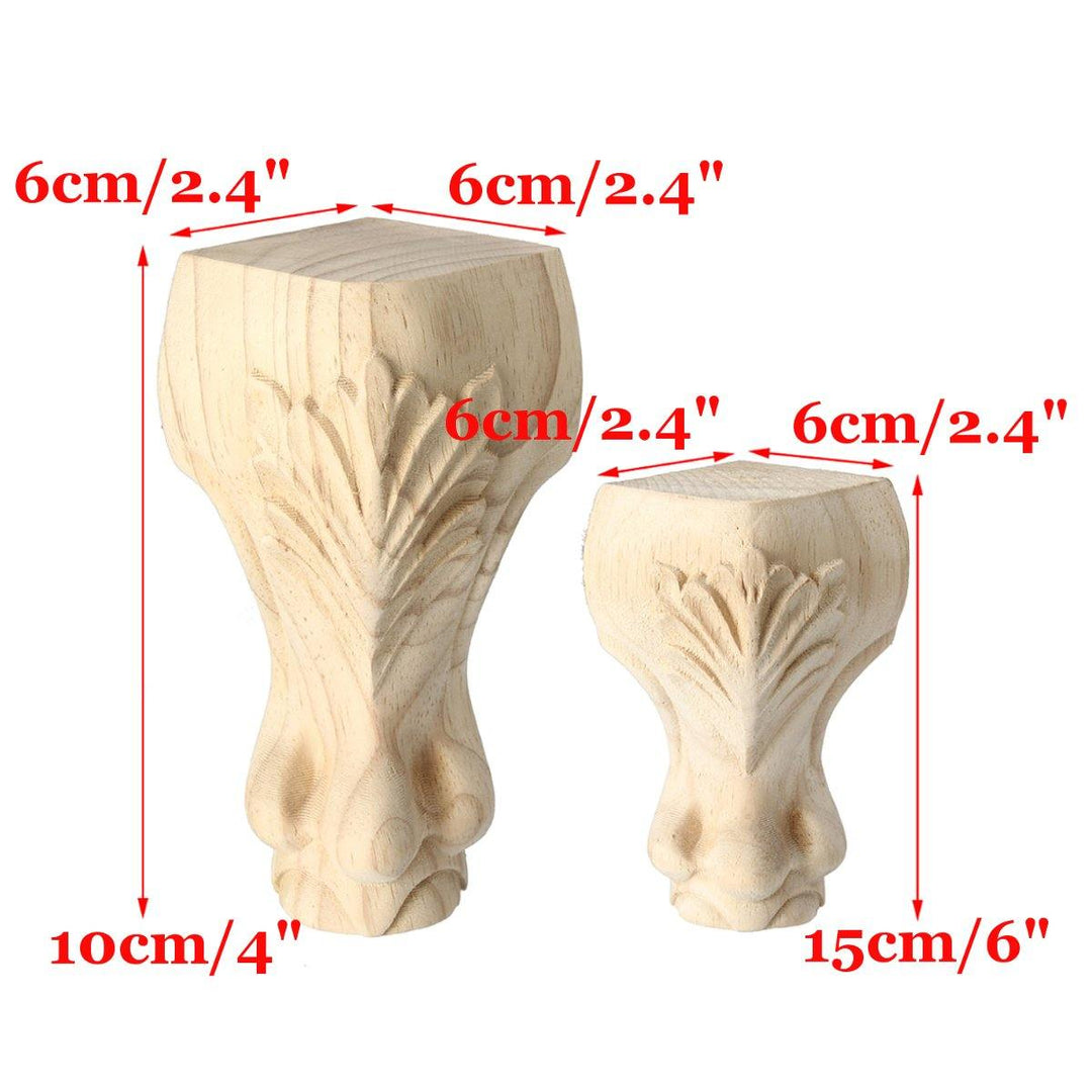 4Pcs 10/15cm European Solid Wood Carving Furniture Foot Legs Unpainted Chair Cabinet Sofa Seat Feets - MRSLM