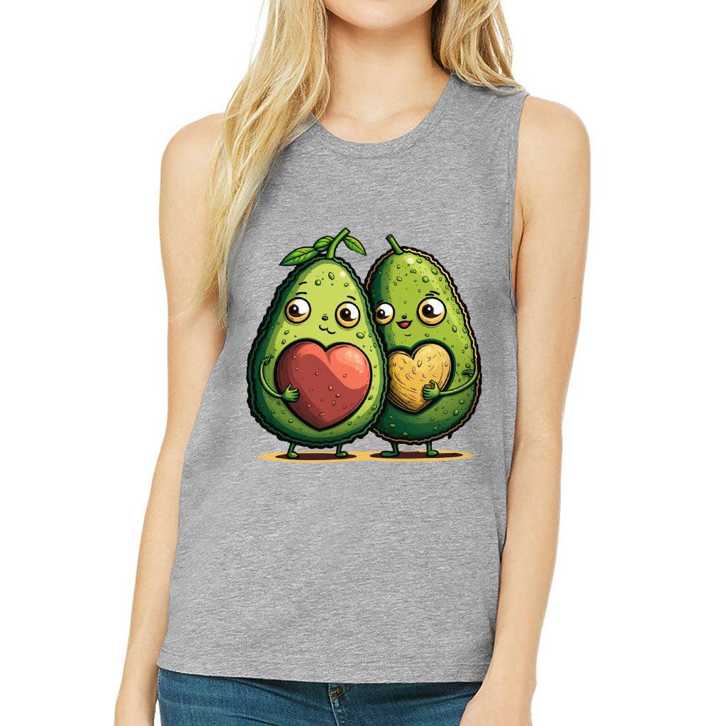 Avocado Women's Muscle Tank - Love Couple Tank Top - Graphic Workout Tank - MRSLM