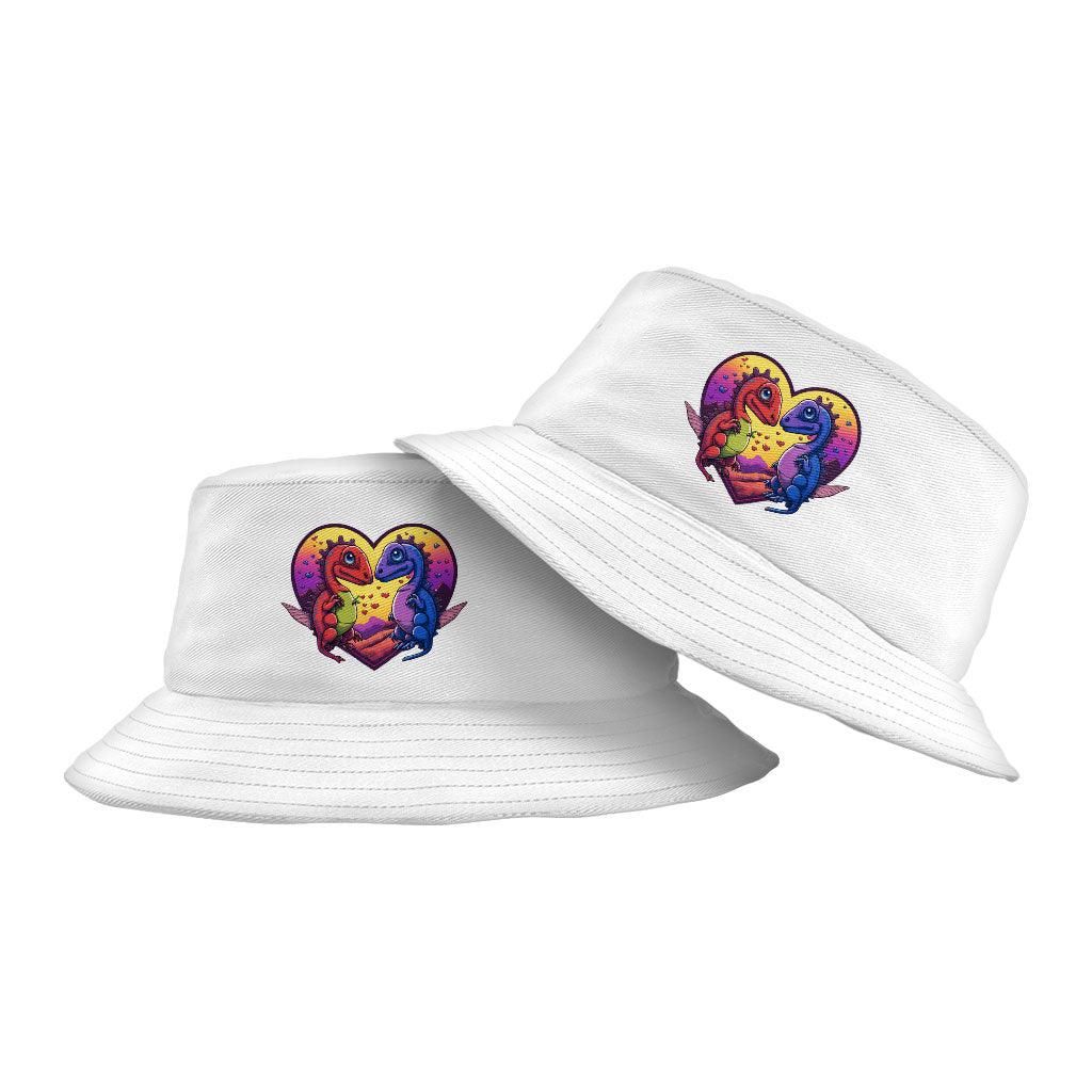 Dinosaurs in Love Bucket Hat - Art Hat - Unique Bucket Hat - MRSLM