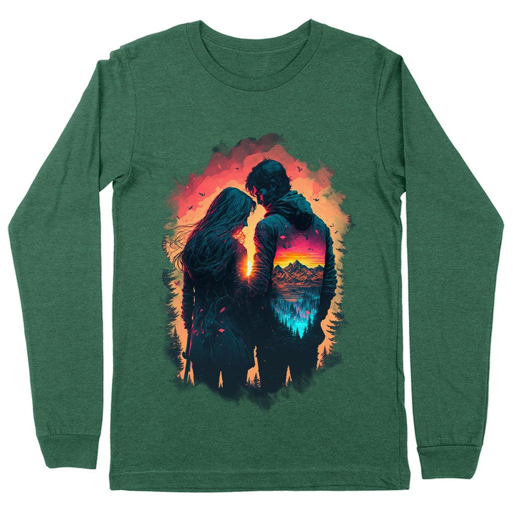 Nature Print Long Sleeve T-Shirt - Couple T-Shirt - Art Long Sleeve Tee - MRSLM