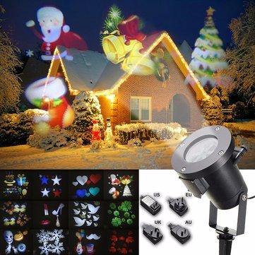 12Pattern Waterproof LED Moving Laser Projector Stage Light Christmas Halloween Lamp - MRSLM