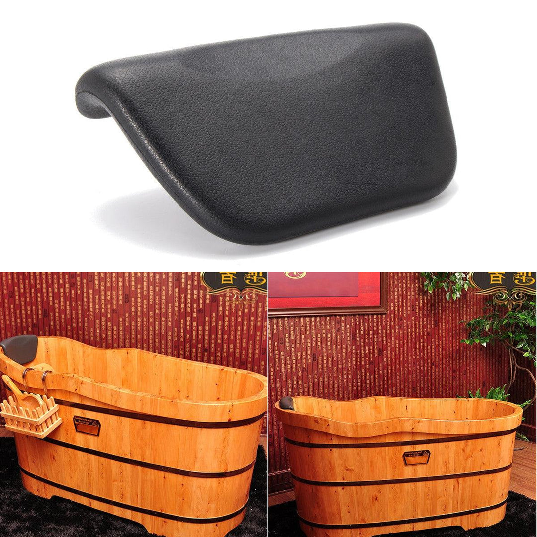 PU Black Bath Pillow Bathtub Spa Head Rest Neck Support Back Comfort Tub - MRSLM