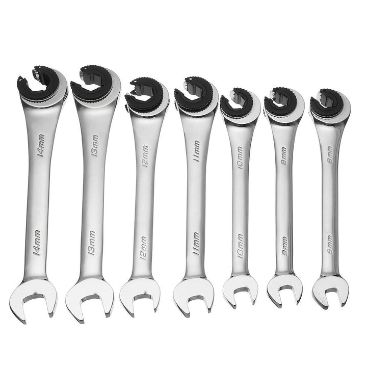 Metric Tubing Ratchet Wrench Flexible Head Steel 8-14mm Repair Tool - MRSLM