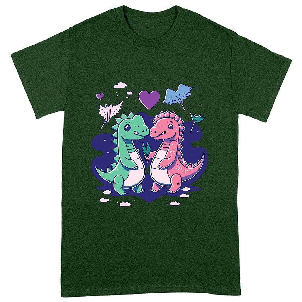 Dinosaur Graphic Heavy Cotton T-Shirt - Cartoon Tee Shirt - Themed T-Shirt - MRSLM