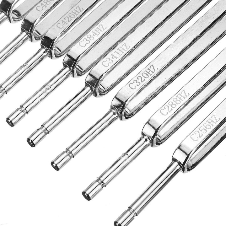 8Pcs 256Hz - 512Hz Steel Tuning Fork Set Physics Medical Diagnostic And Mallet - MRSLM