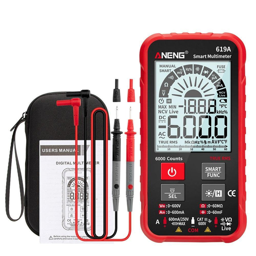 ANENG 619A Digital Multimeter AC/DC Currents Voltage Testers True RMS 6000 Counts Professional Analog Bar Multimetro NCV Meter - MRSLM