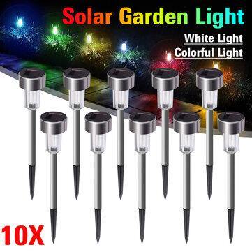 10PCS Stainless Steel Solar Powered LED Lawn Light Outdoor Home Garden Decorative Lamp - MRSLM