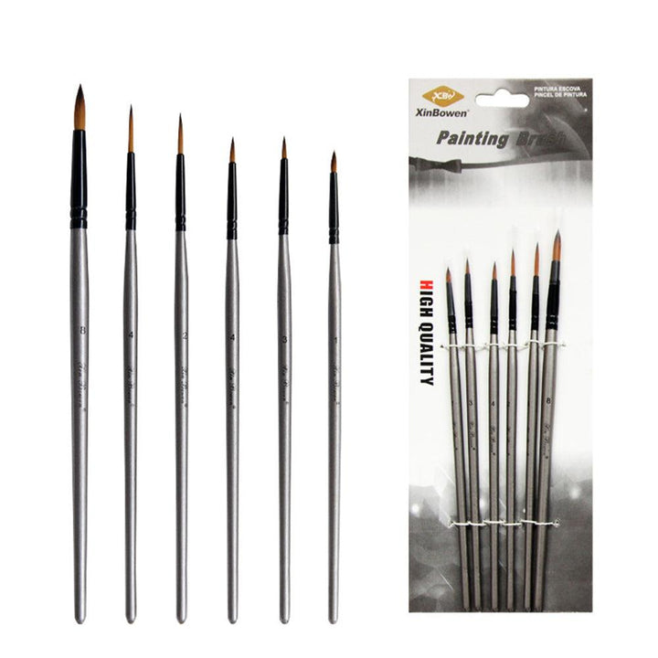 Xinbowen HB-3356-6A Nylon Painting Brush Set Line Drawing Pen Watercolor Acrylic Painting Brush 6Pcs Set For Beginner Professional (6pcs) - MRSLM