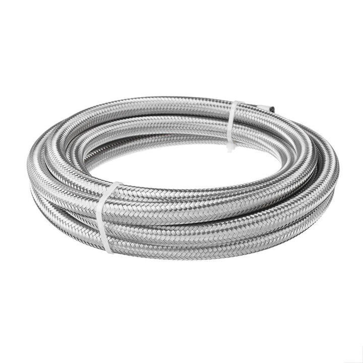 10FT AN4 AN6 AN8 AN10 Fuel Hose Oil Gas Line Pipe Stainless Steel Braided Silver - MRSLM