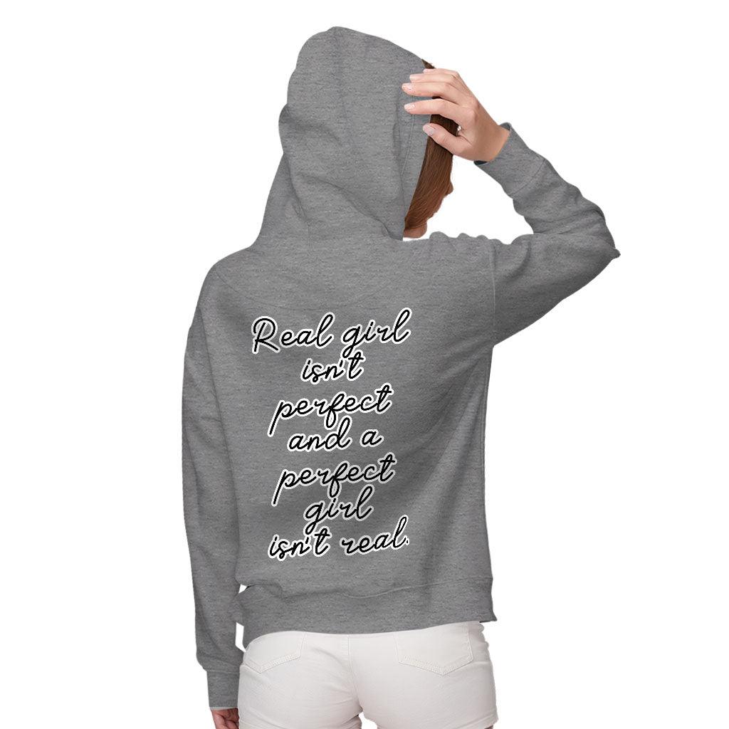 Real Girl Isn't Perfect Women's Zip Hoodie - Themed Hooded Sweatshirt - Best Design Hoodie - MRSLM