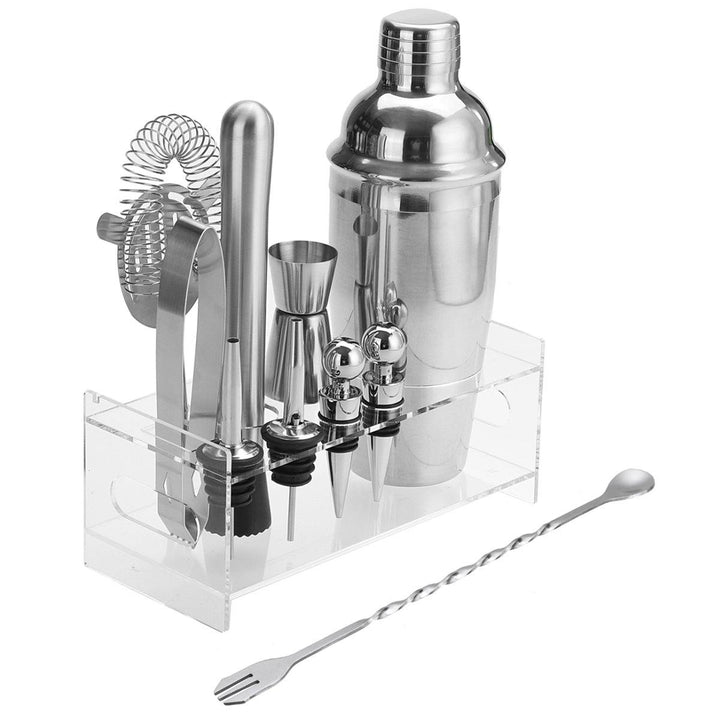 Stainless Steel Cocktail Shaker Set 11 Piece Kit Set For Pub Bar Home Party Tool - MRSLM
