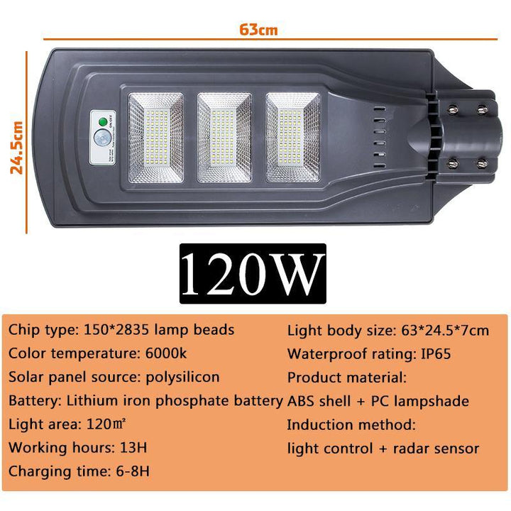 40W 80W 120W Radar Sensor LED Solar Light 2835 Wall Street Lamp Garden Outdoor Lighting + Remote Control - MRSLM