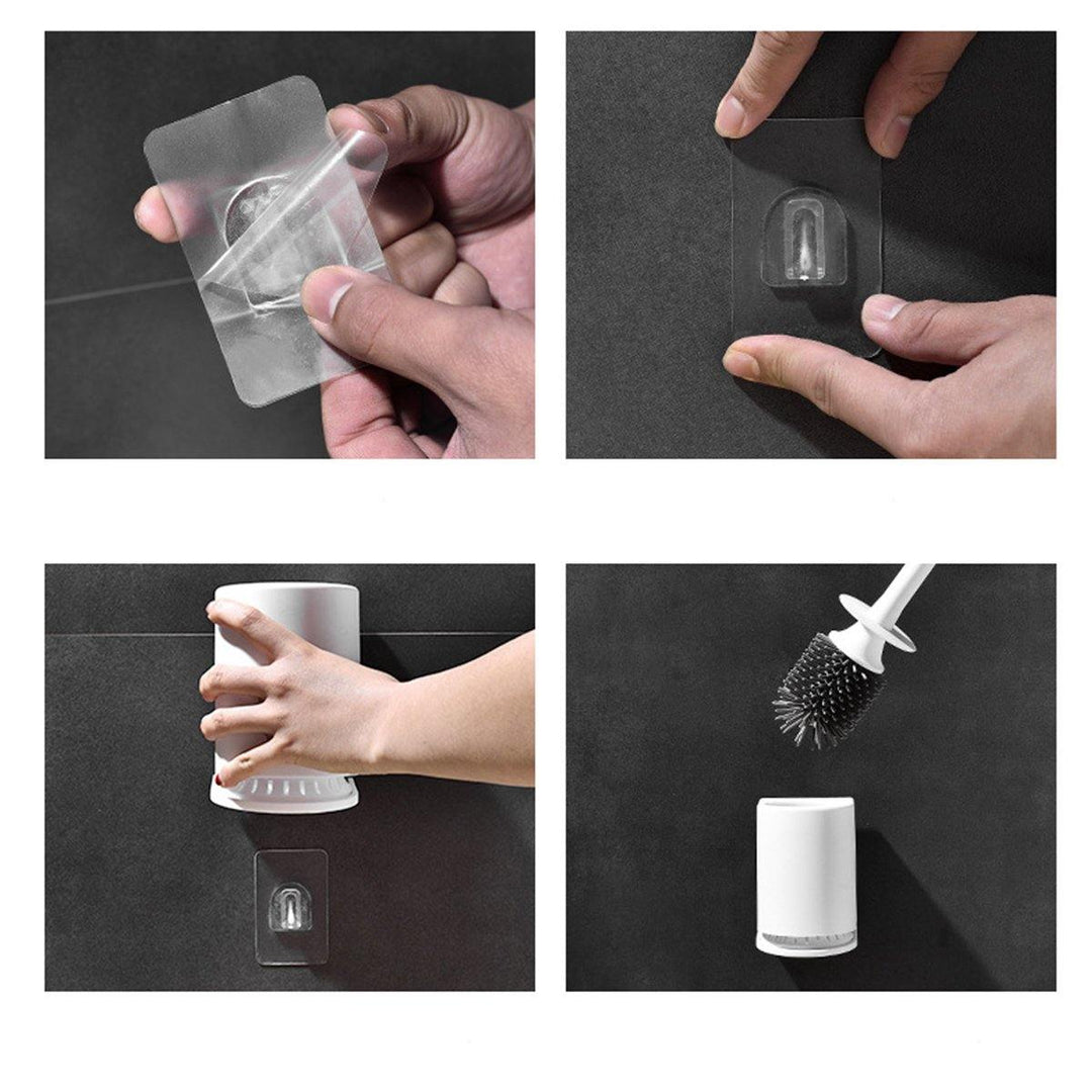 Toilet Brush And Holder Set Silicone & Antibacterial Bristles Bathroom Cleaning Brush Tool - MRSLM