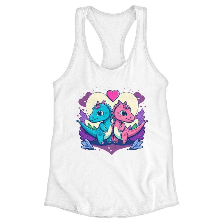 Dinosaur Print Racerback Tank - Love Graphic Tank - Colorful Workout Tank - MRSLM