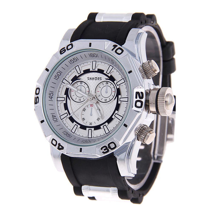 Outdoor Big Round Dial Analog Soft Rubber Band Quartz Men Sports Wrist Watch - MRSLM