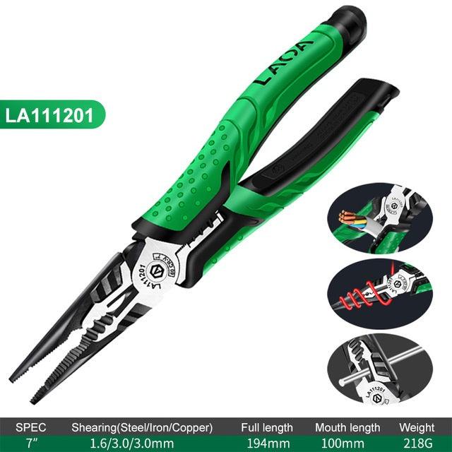 LAOA 7inch Multifunction Diagonal Pliers Wire Cutter Long Nose Pliers Side Cutter Cable Shears Electrician Professional Tools - MRSLM