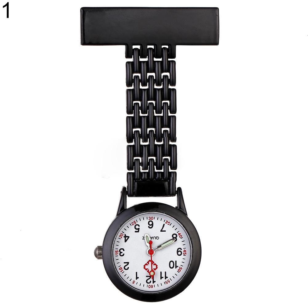 Stylish Metal Clip-on Pocket Quartz Analog Brooch Medical Nurse Fob Watch Gift - MRSLM