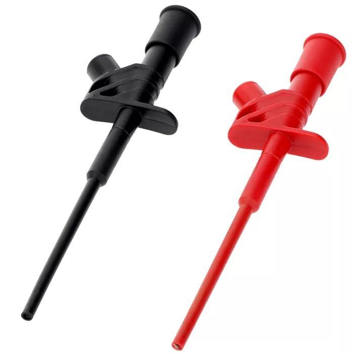 2Pcs Black DANIU P5004 Professional Insulated Quick Test Hook Clip High Voltage Flexible Testing Probe - Black - MRSLM