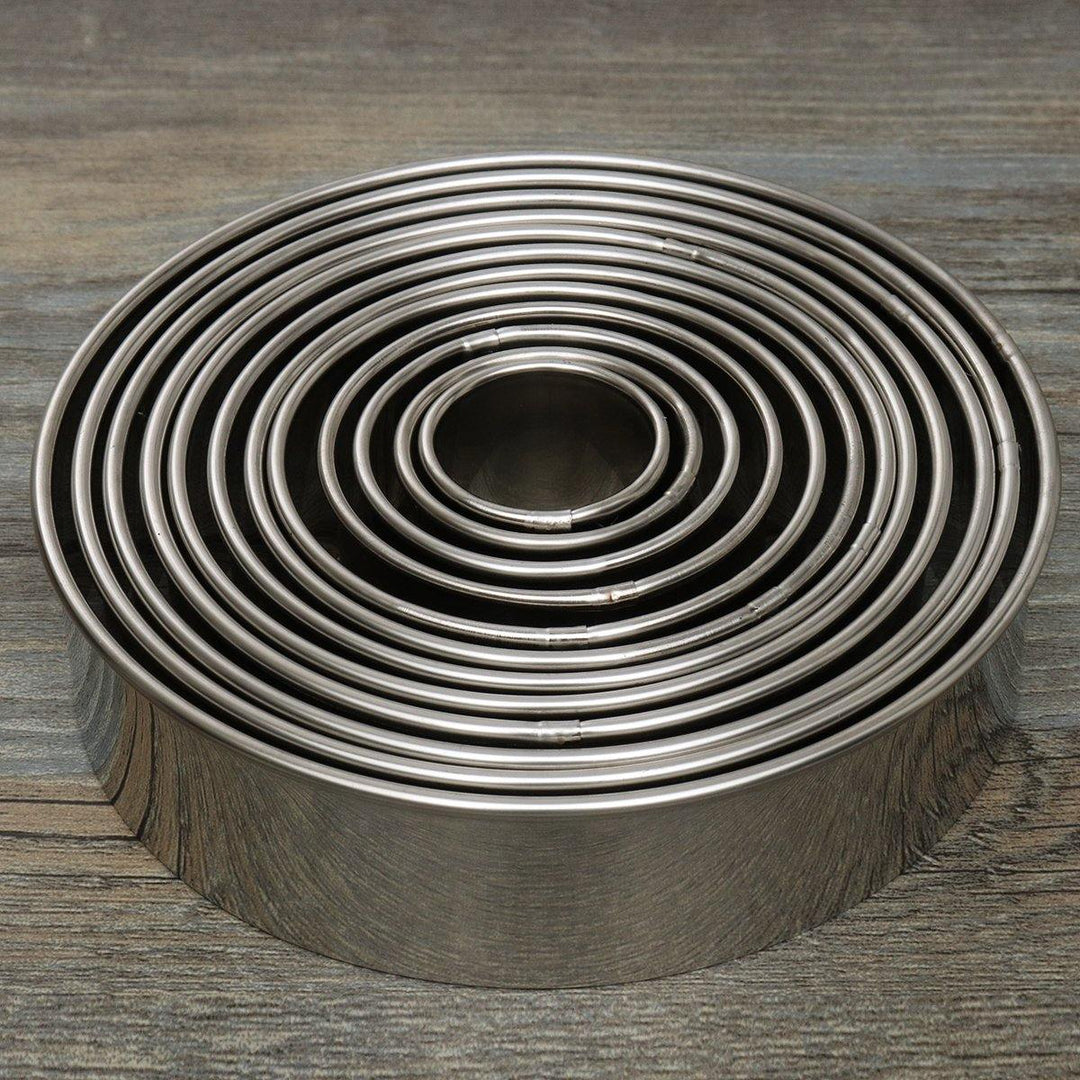 12Pcs DIY Round Stainless Steel Mousse Circle Ring Molds Cake Cookie Pastry Baking Cutter Mould Set - MRSLM