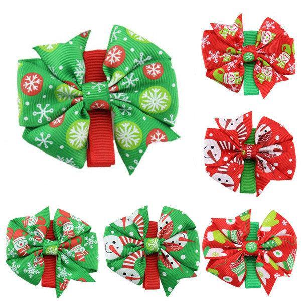 Lovely Girls Baby Christmas Hairpins Bowknot Hair Clips Xmas Accessories 6 Different Patterns - MRSLM