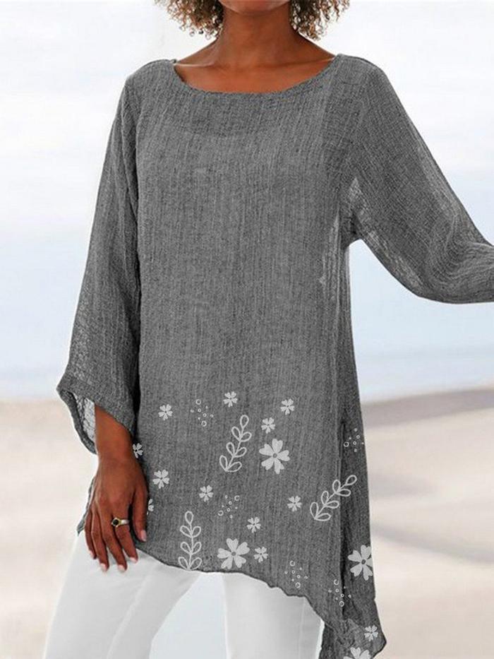 Small floral print round neck long sleeve - MRSLM