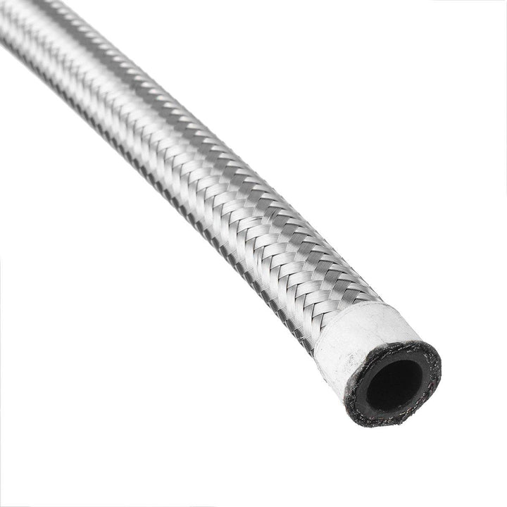 10FT AN4 AN6 AN8 AN10 Fuel Hose Oil Gas Line Pipe Stainless Steel Braided Silver - MRSLM