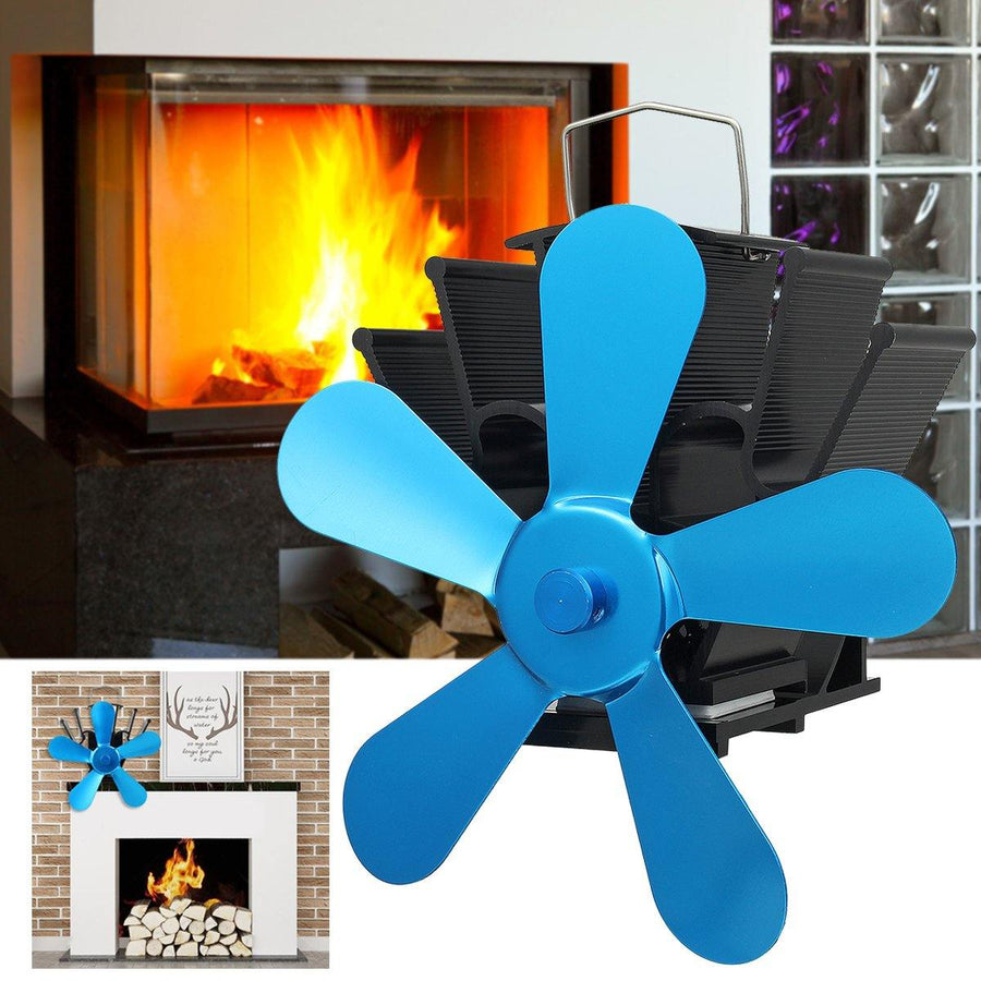 5 Blades Super Quiet Heat Powered Stove Fan Saving Wall Mounted Fireplace Ecofan - MRSLM