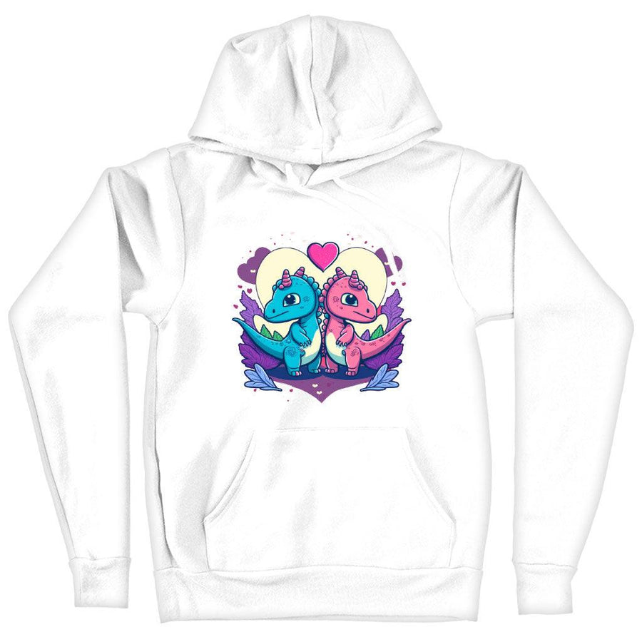 Dinosaur Print Hooded Sweatshirt - Love Graphic Hoodie - Colorful Hoodie - MRSLM