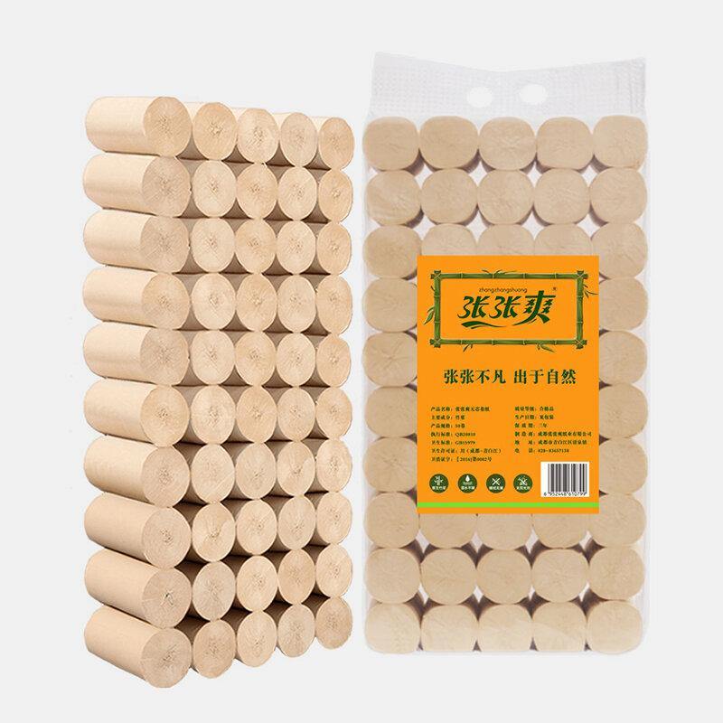 50 Rolls Coreless Bamboo Paper Towel Ultra Soft Toilet Paper for Home Hotel Cafe Shop Restaurant - MRSLM