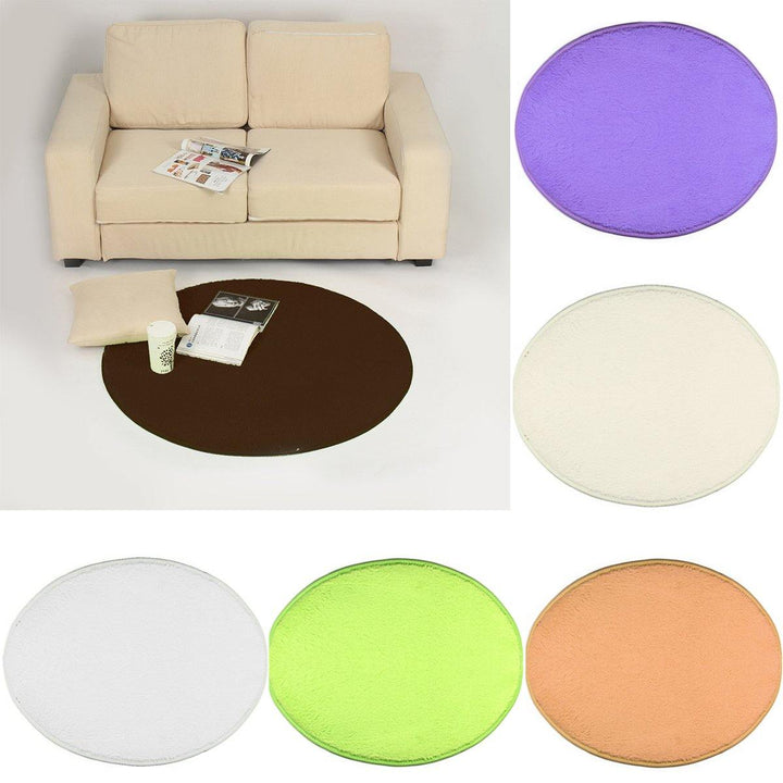 Round Anti Skid Fluffy Shaggy Area Rug Dining Room Home Table Carpet Floor Mat - MRSLM