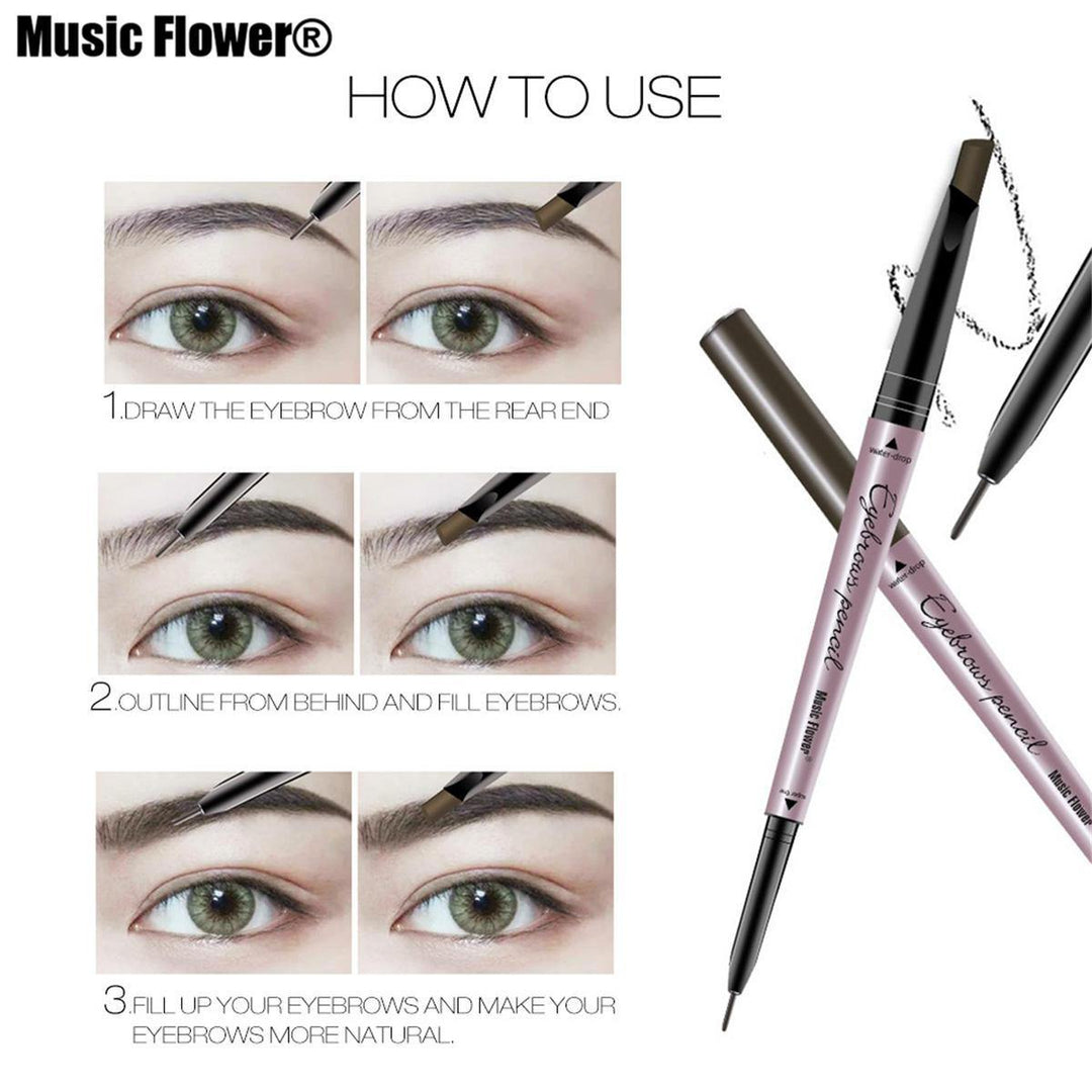 Music Flower Double Head Waterproof Eyebrow Pen Eye Brow Enhancers Makeup Tools - MRSLM