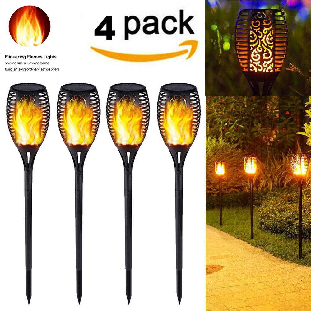 1/2/4pcs Solar Power 33 LED Torch Light Flickering Flame Outdoor Garden Yard Landscape Lamp Path Light Lawn Lights - MRSLM