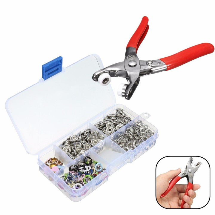 Fastener Snap Pliers Camp Craft Tool Sewing Craft with 110 Kits Set Press Studs - MRSLM