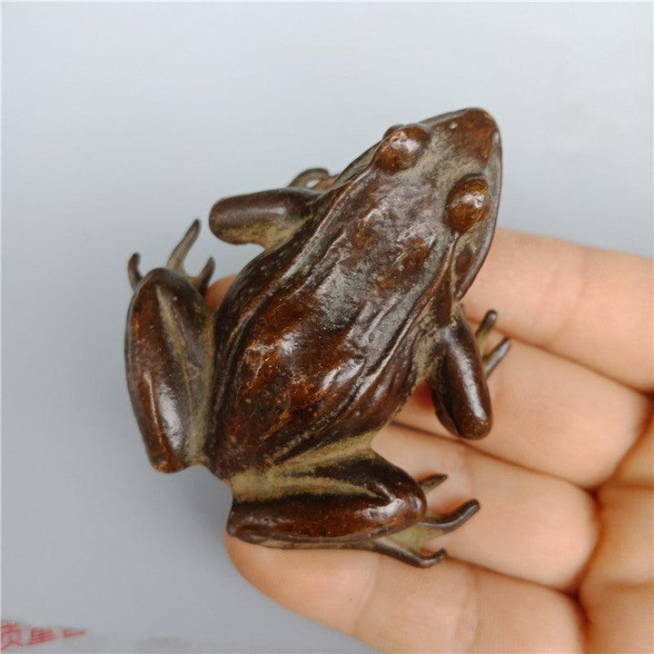 Solid Copper Big Frog Tea Pet Desktop Ornament - MRSLM