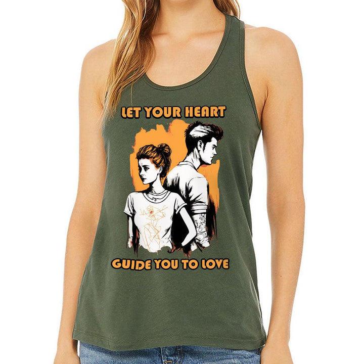 Let Your Heart Guide You Women's Racerback Tank - Love Couple Tank Top - Colorful Workout Tank - MRSLM