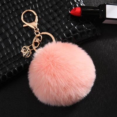 Rabbit Fur Ball Keychain