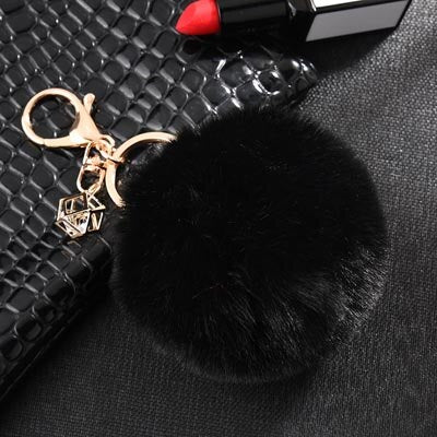 Rabbit Fur Ball Keychain