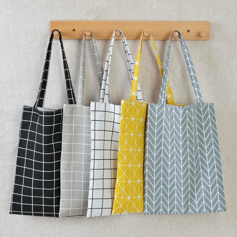 Women's Geometric Print Linen Tote Bag