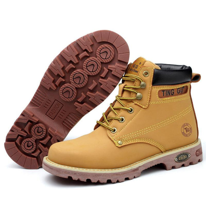 High-cut Work Boots Yellow Tendon Bottom Anti-smashing High-tube Half-boots Safety Training Boots - MRSLM