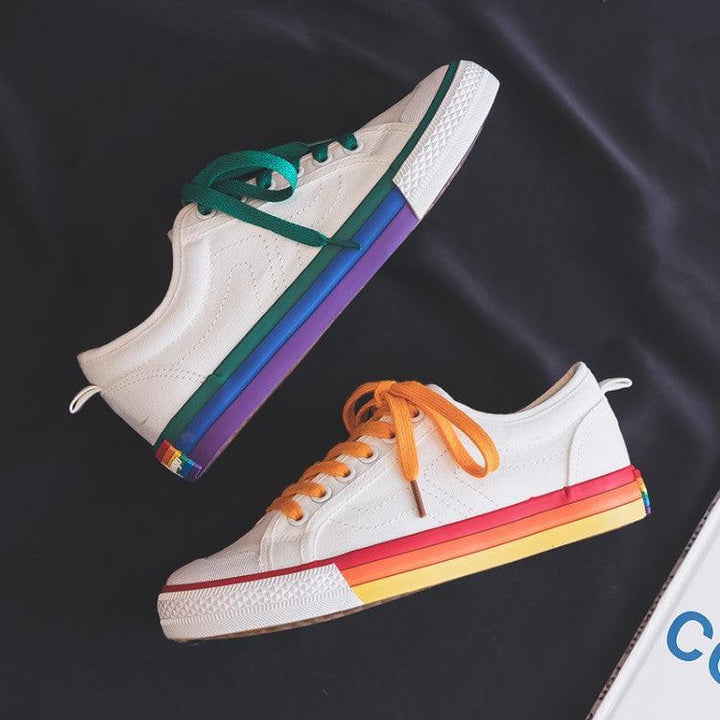 Mandarin Duck Rainbow Canvas Shoes Women Casual Lace-Up - MRSLM