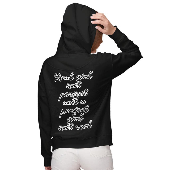 Real Girl Isn't Perfect Women's Zip Hoodie - Themed Hooded Sweatshirt - Best Design Hoodie - MRSLM