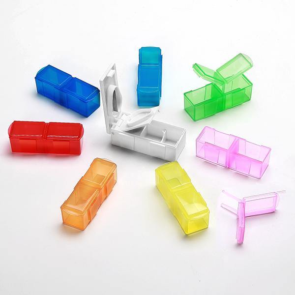 KC-JS0802 Portable 7 Days Pill Box Travel Medicine Organizer With Pill Splitter Cutter - MRSLM