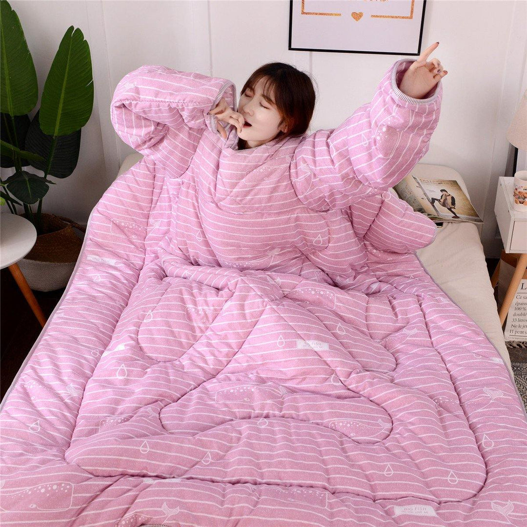 Winter Lazy Quilt With Sleeves Warm Thickened Blankets Washed Quilt 120cm x160cm - MRSLM