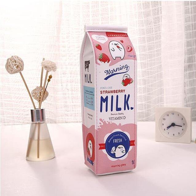 WAM PC-03 Milk Bottle Pencil Case PU Pen Storage Bag Pouch Office School Stationery Supplies - MRSLM