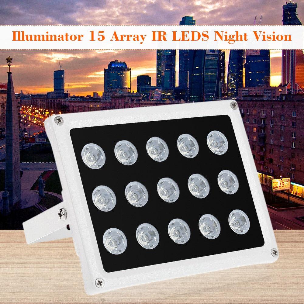 Infrared Illuminator 15 Array IR LEDS Night Vision Wide Angle Outdoor Waterproof for CCTV Security C - MRSLM