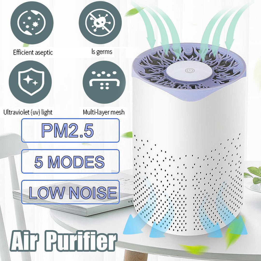 Mini UV Sterilization Air Purifier USB Charging Low Noise Removal of Formaldehyde PM2.5 for Home Office Car - MRSLM