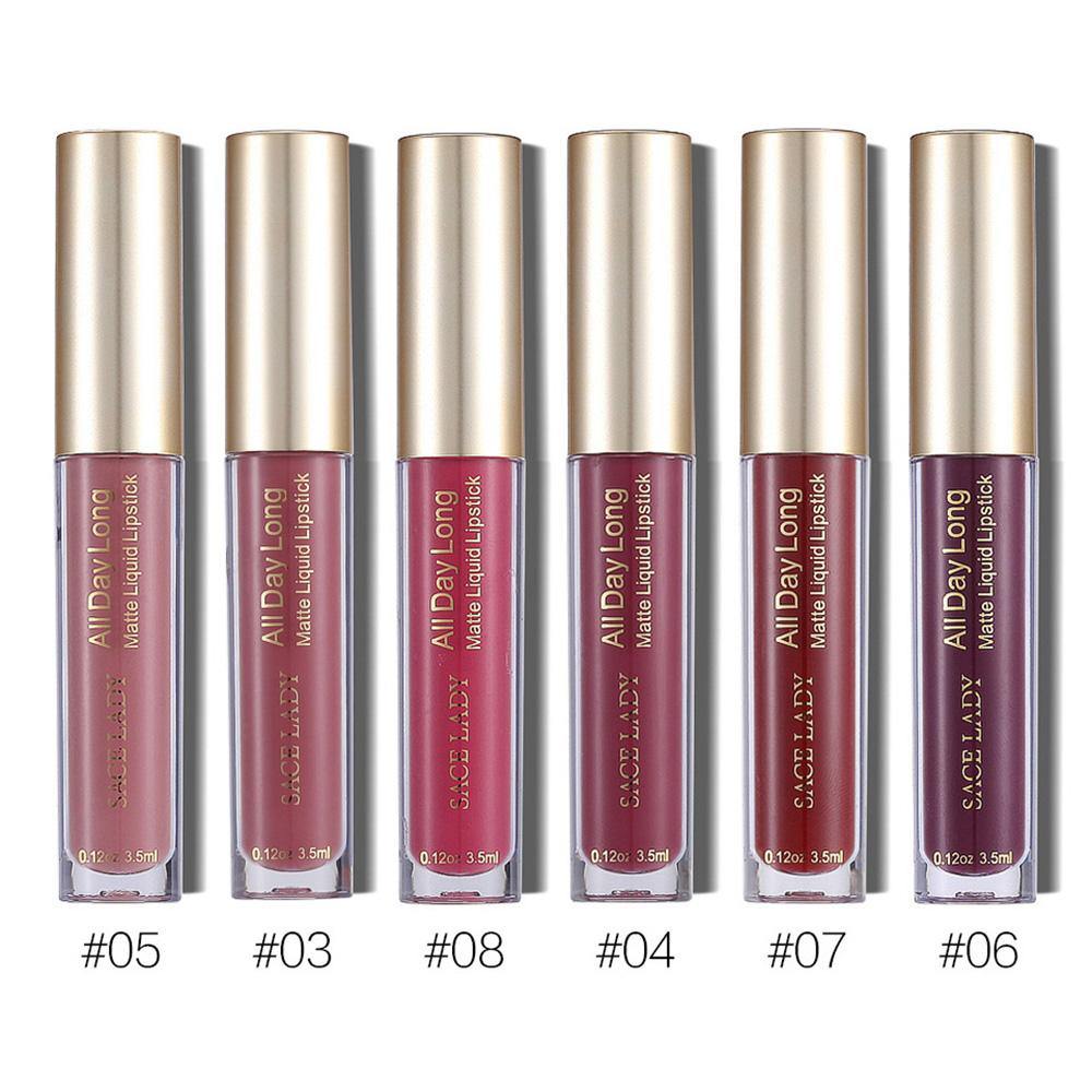 6 Colors Matte Velvet Lip Gloss Liquid Lipstick Non Sticky - MRSLM