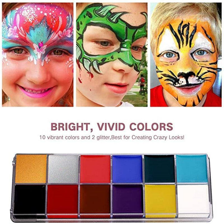 12 Colors Face Body Paint Oil Face Painting Kits Professional Painting Halloween Party Fancy Make Up for Adults and Kids - MRSLM